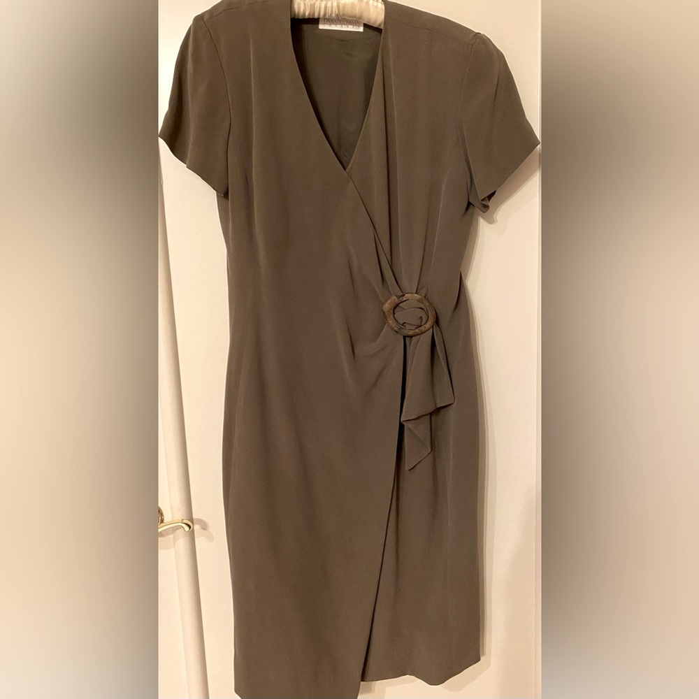 Wrap Dress, Dana Buchman Ladies Size 14, Sable Brown, Lined